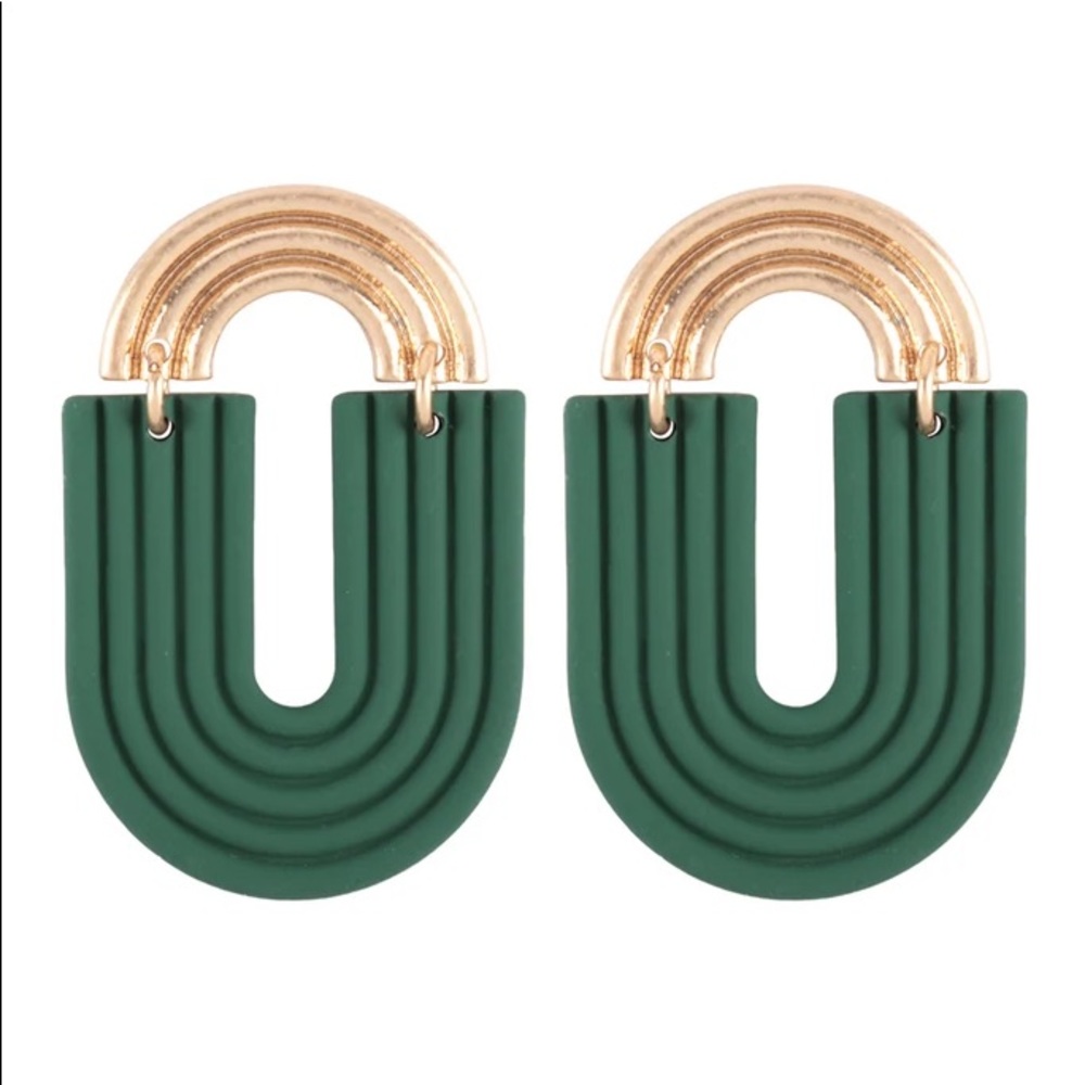 Post Back Rainbow U Shaped Drop Earrings